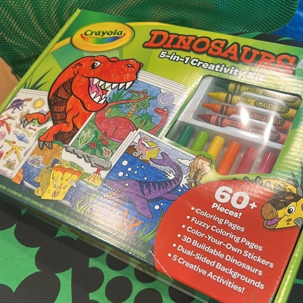 Crayola Dinosaurs Creativity 60 piece activity set  Markers travel vacation toy